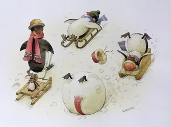 Penguins Sledging, 1999 (wc på papper)